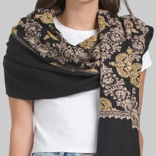 Jessica McClintock EMBROIDERED SHAWL WITH TASSELS