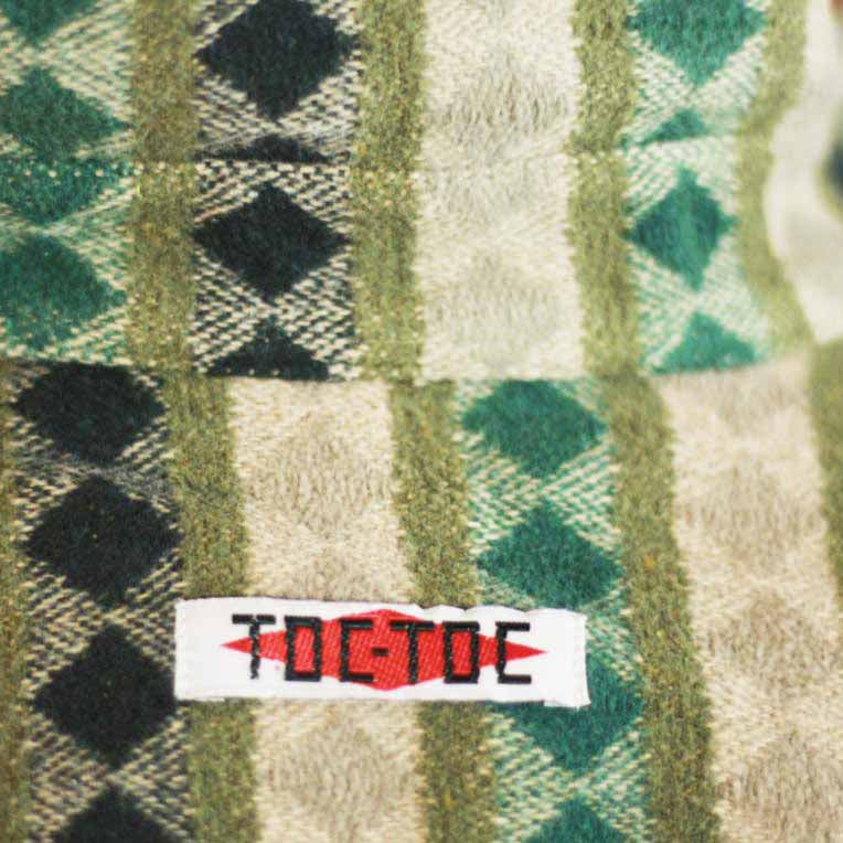 Toc - Toc Green/Khaki/Brown Diamond Pattern Button - up Fannel Coat
