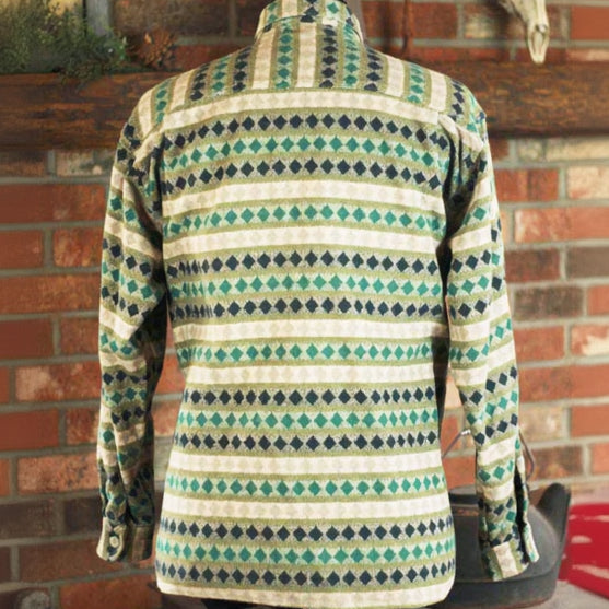 Toc - Toc Green/Khaki/Brown Diamond Pattern Button - up Fannel Coat