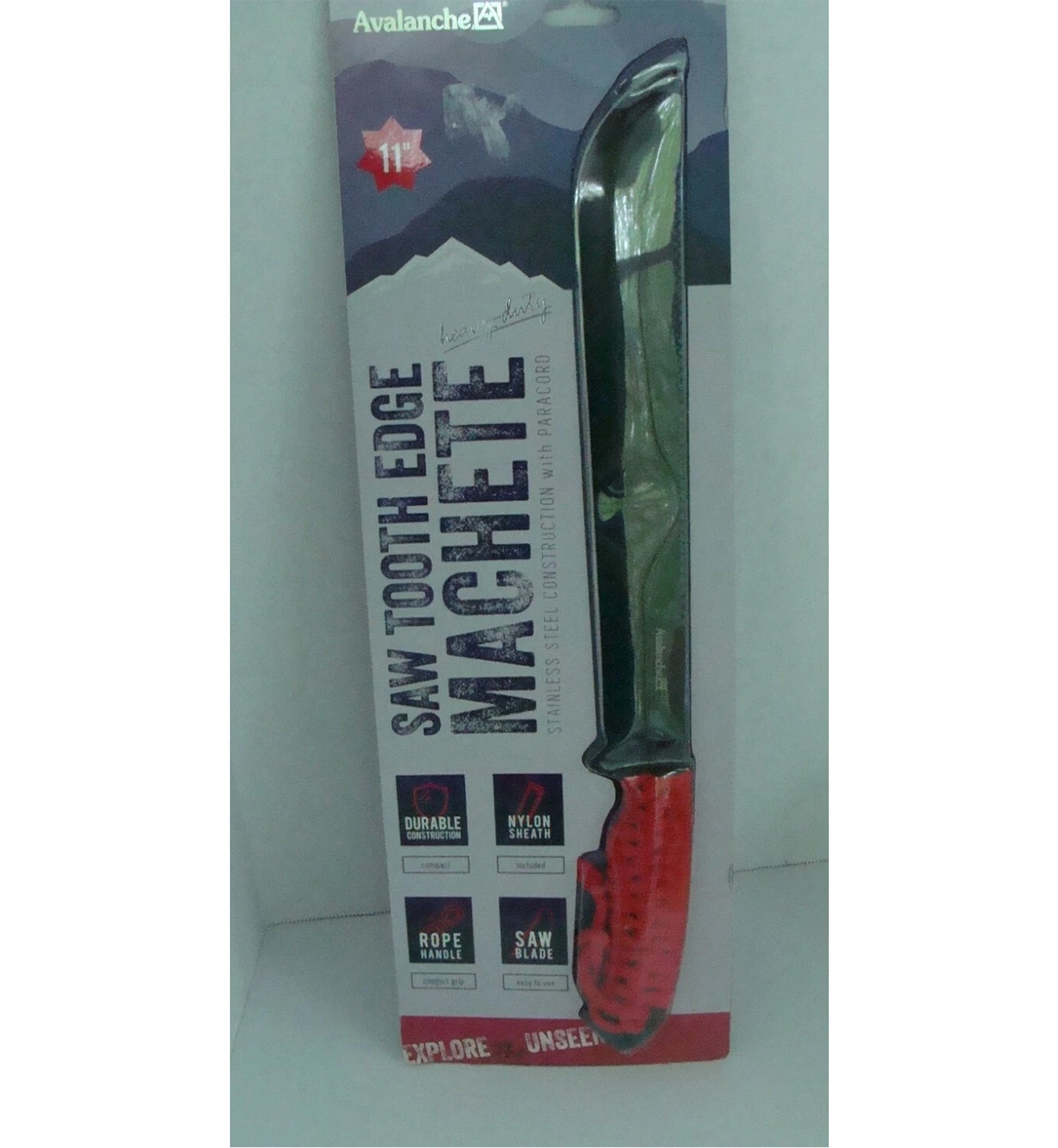 Avalanche Saw Tooth Edge Machete with Red Paracord Handle