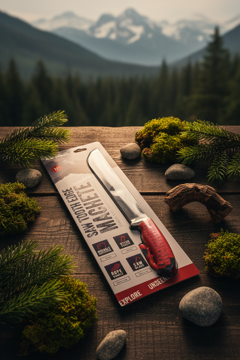 Avalanche Saw Tooth Edge Machete with Red Paracord Handle