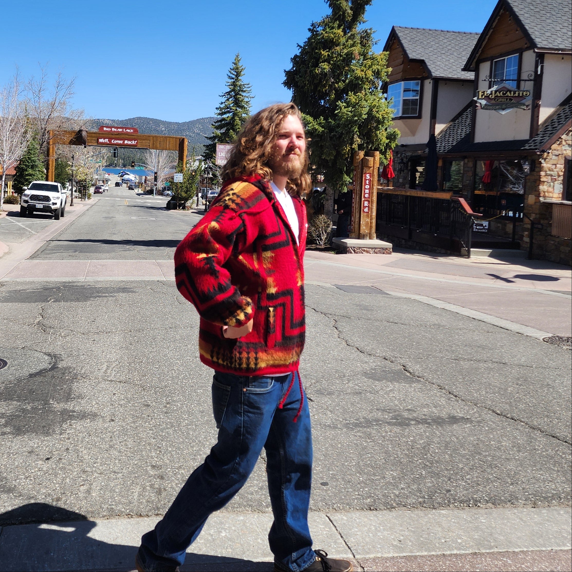Vintage Andes Blanket Jacket — Handmade in Ecuador, Unisex XL–2XL