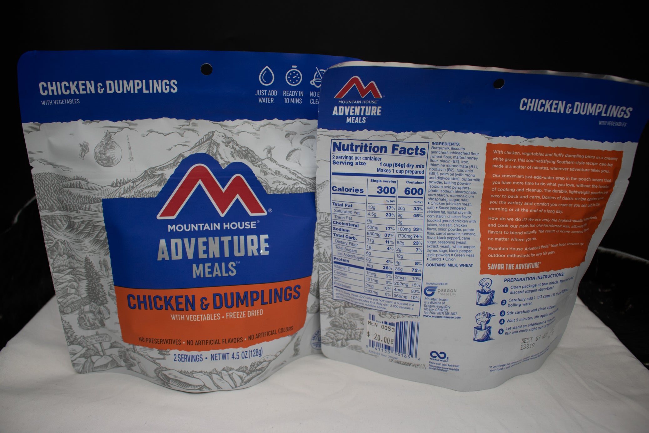Mountain House Chicken & Dumplings Freeze-Dried Camping Meal – 2 Servings Emergency Food 4.5 oz