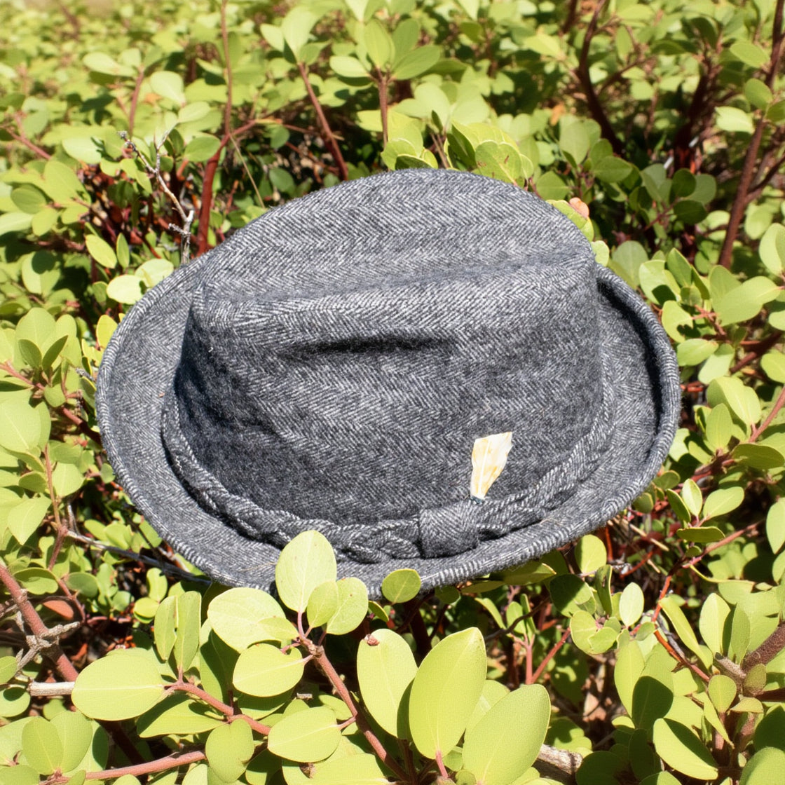 Vintage Stetson Classic Tweed Gray Herringbone Fedora Size 7