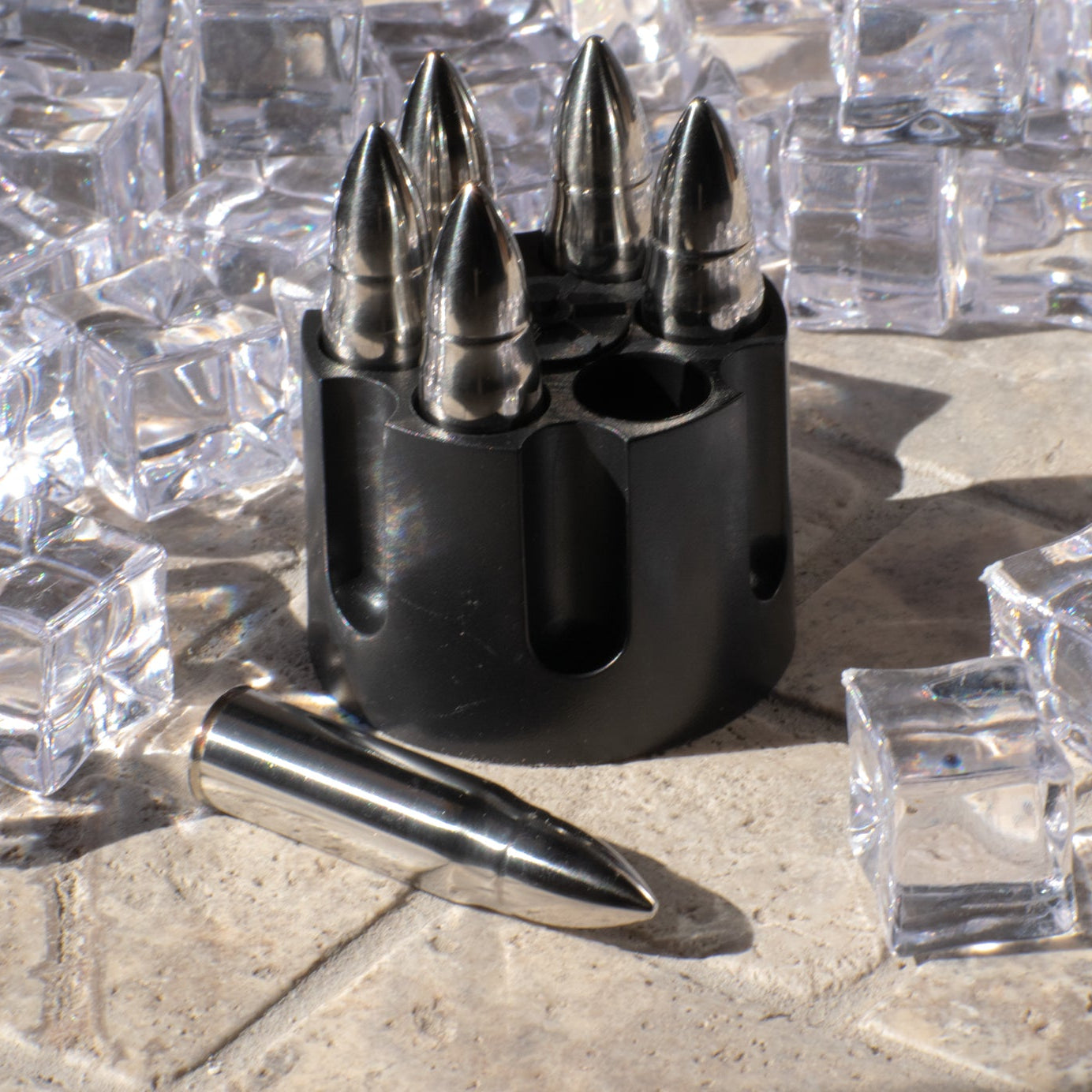 A set of metallic whiskey bullets, designed to chill whiskey, Mixology & Craft Whiskey Bullets Cocktail Set