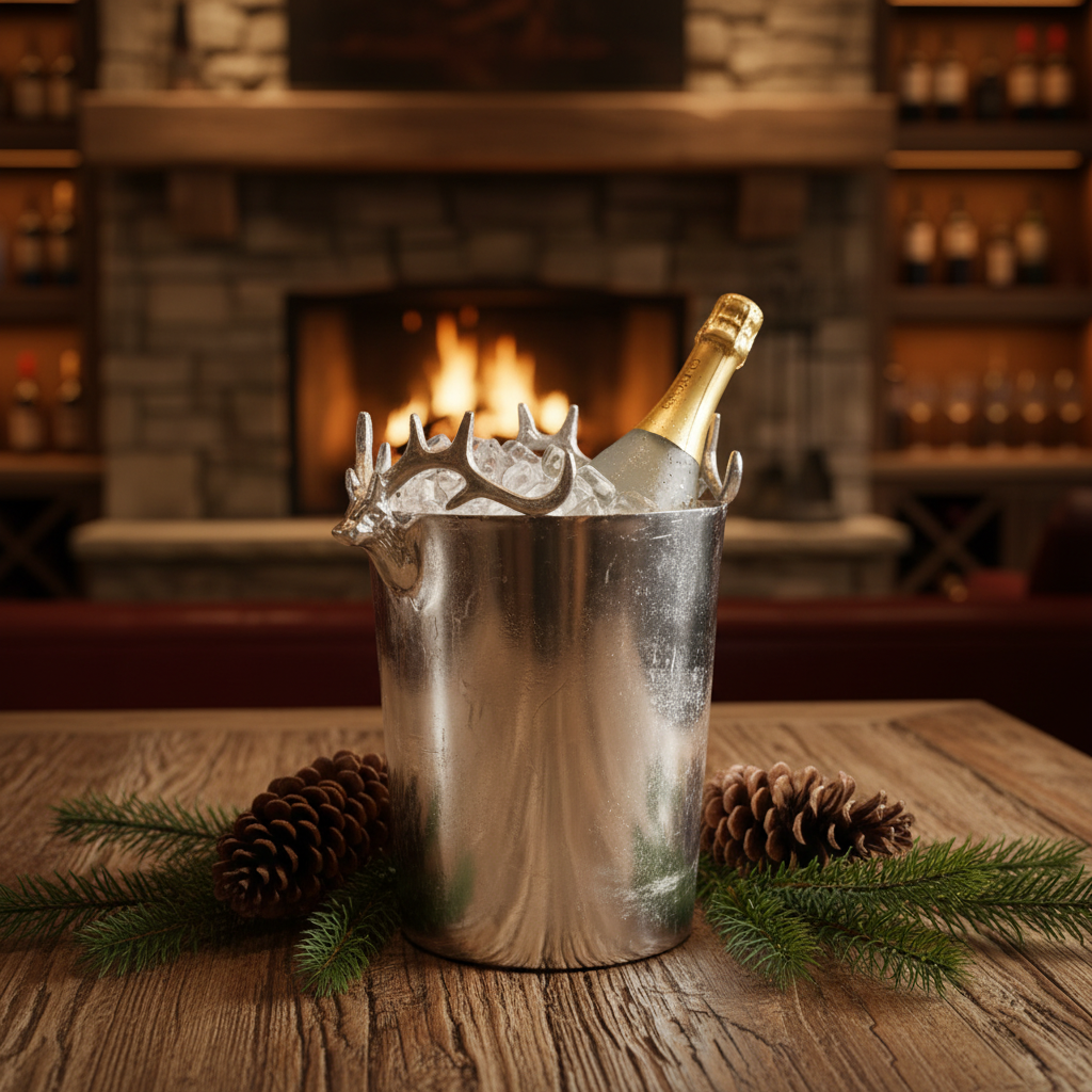 Chrome Deer Champagne Wine Bucket with Handles