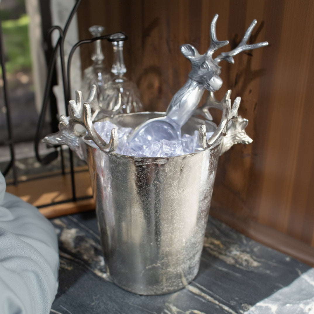Chrome Deer Champagne Wine Bucket with Handles