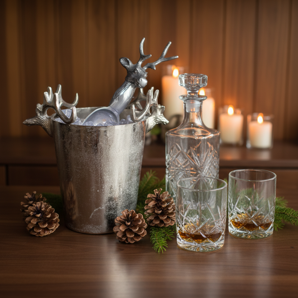 Chrome Deer Champagne Wine Bucket with Handles
