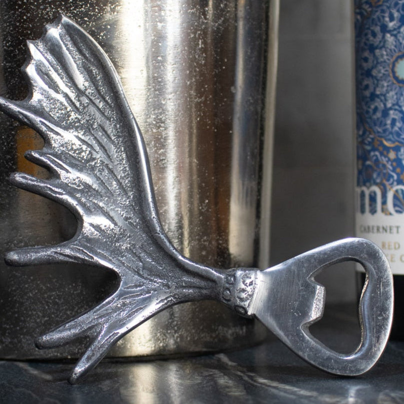 Chrome Moose Antler Bottle Opener