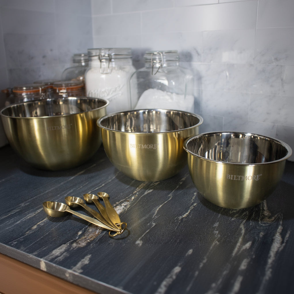 Biltmore Gold PVD Coated Stainless Steel Mixing Bowls-Set of 3