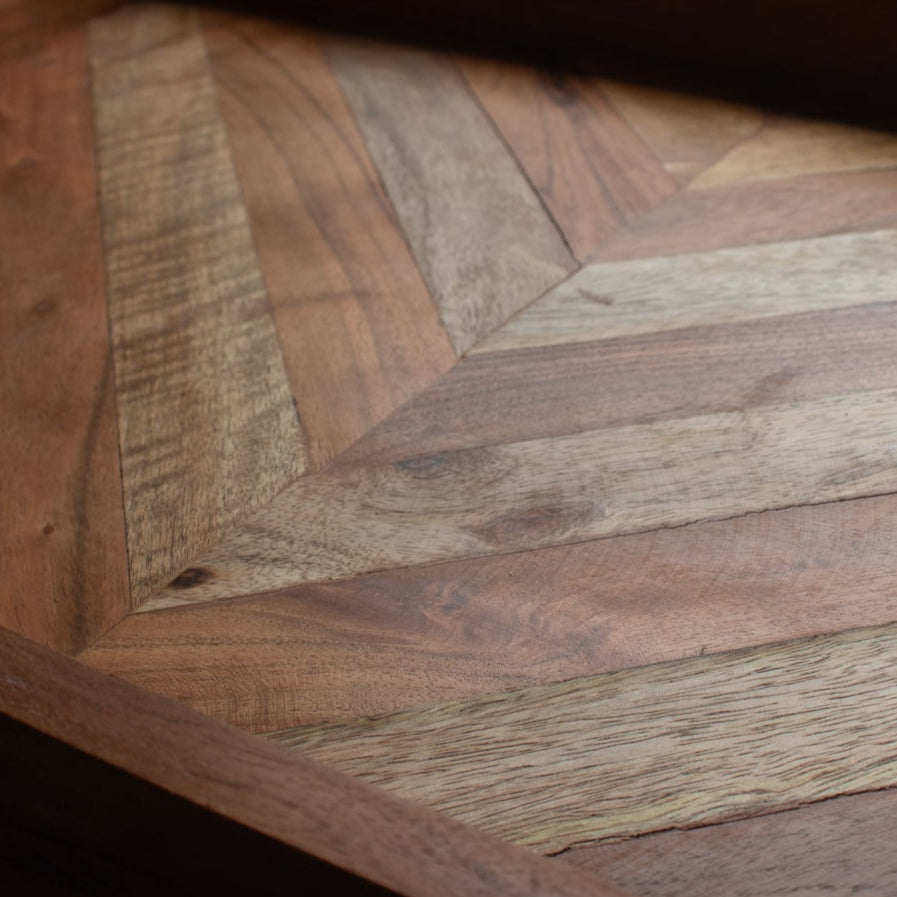 Chevron Wood Serving Tray w/ handles 22" x 16" x 2"