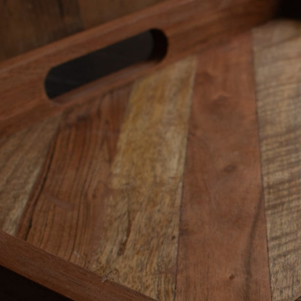 Chevron Wood Serving Tray w/ handles 22" x 16" x 2"