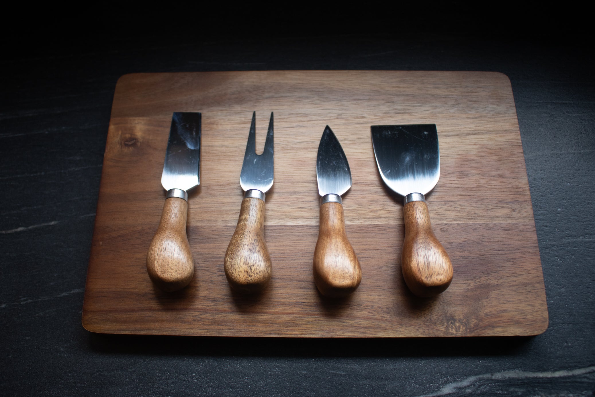 Acacia Cheese Board with Matching Wooden Knife Set