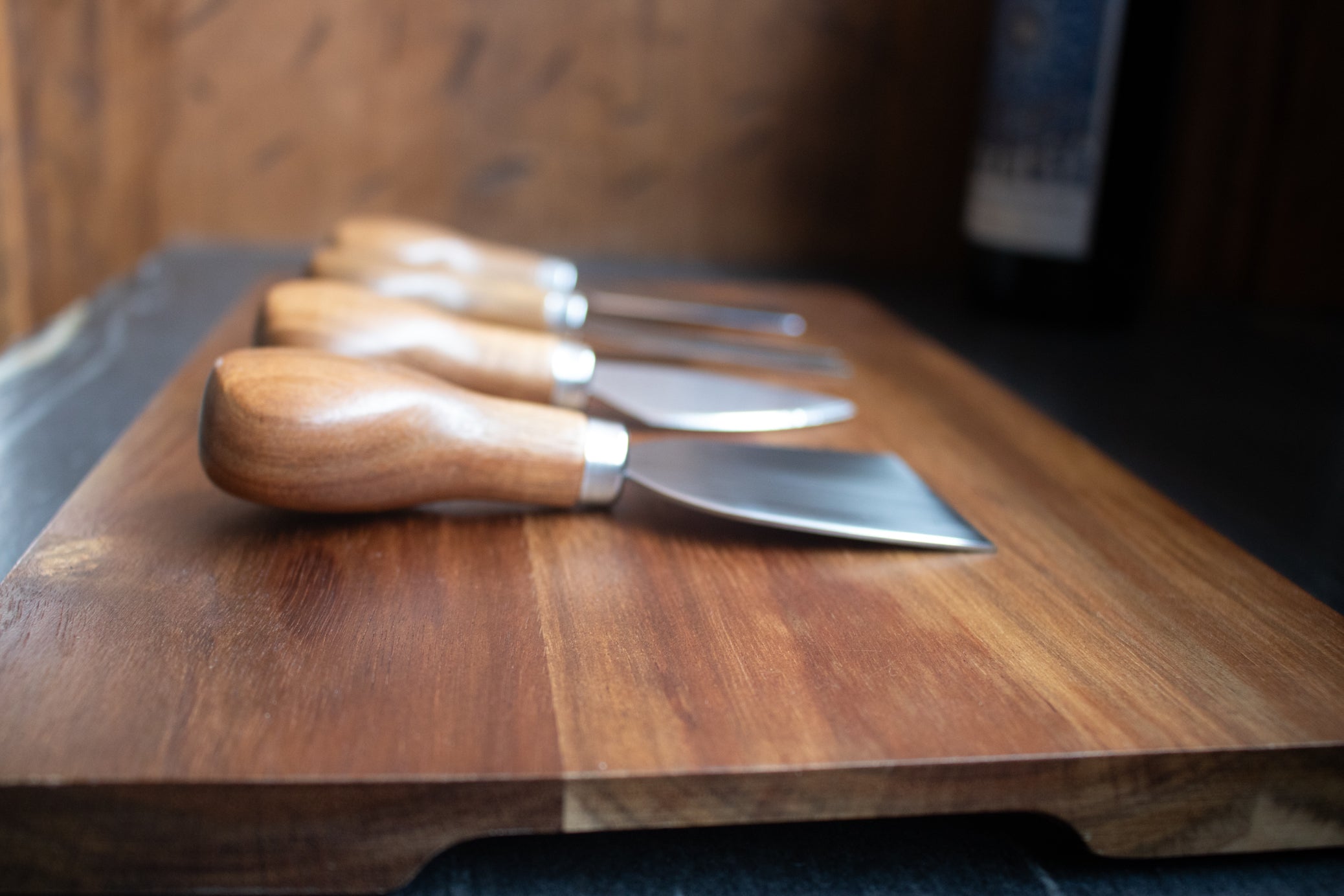 Acacia Cheese Board with Matching Wooden Knife Set