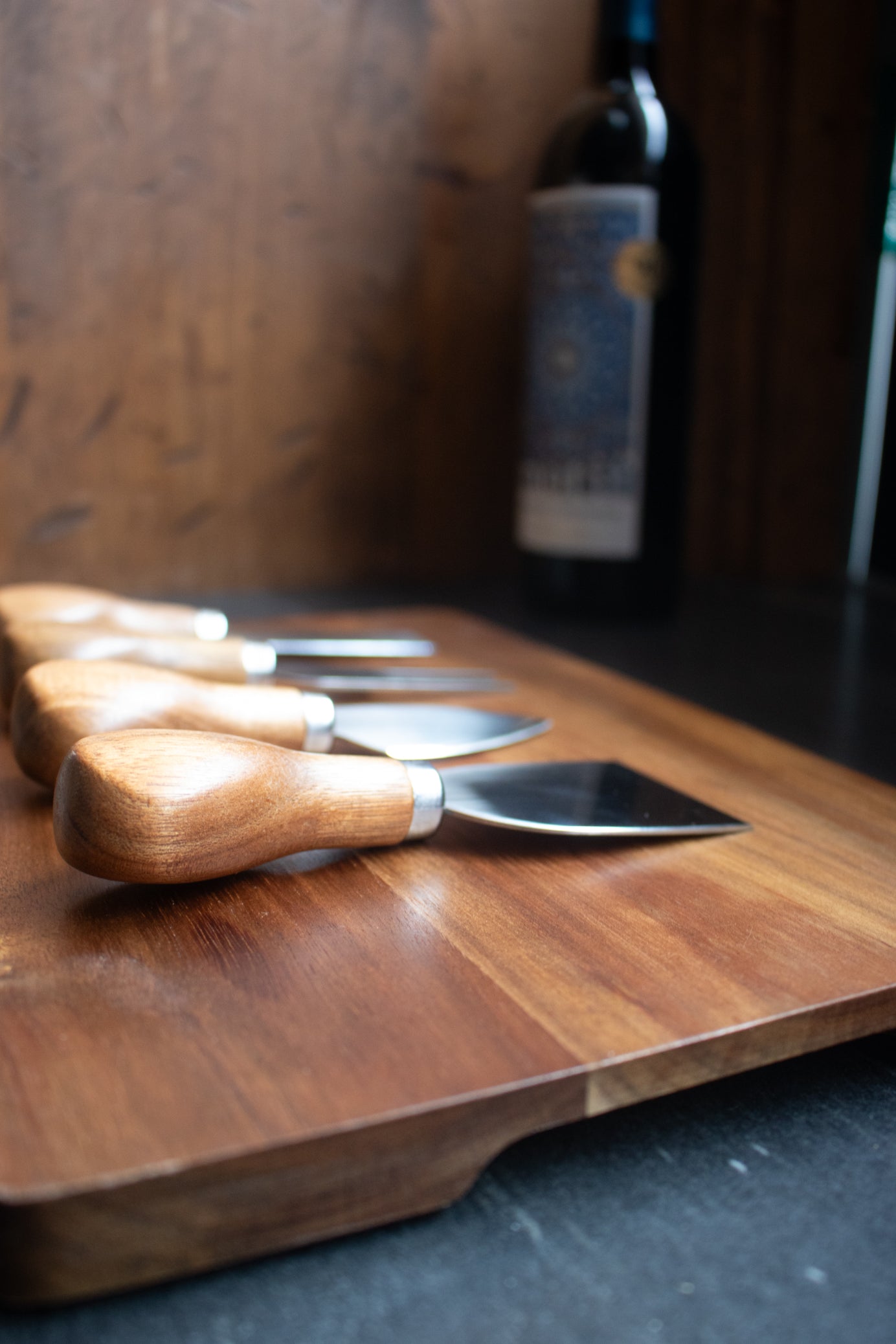 Acacia Cheese Board with Matching Wooden Knife Set