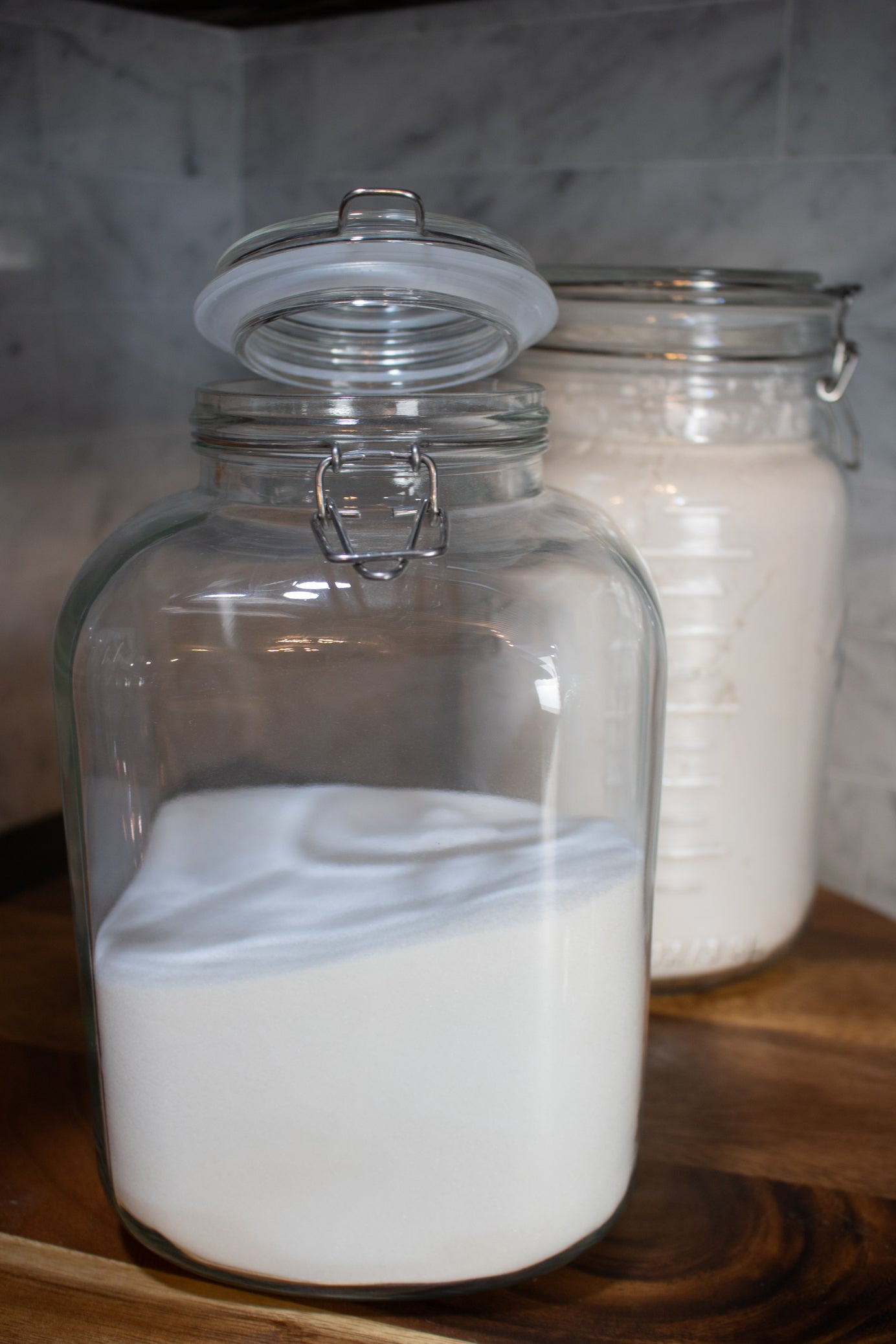 Large Wide Square Storage Jar with Clasp Closure