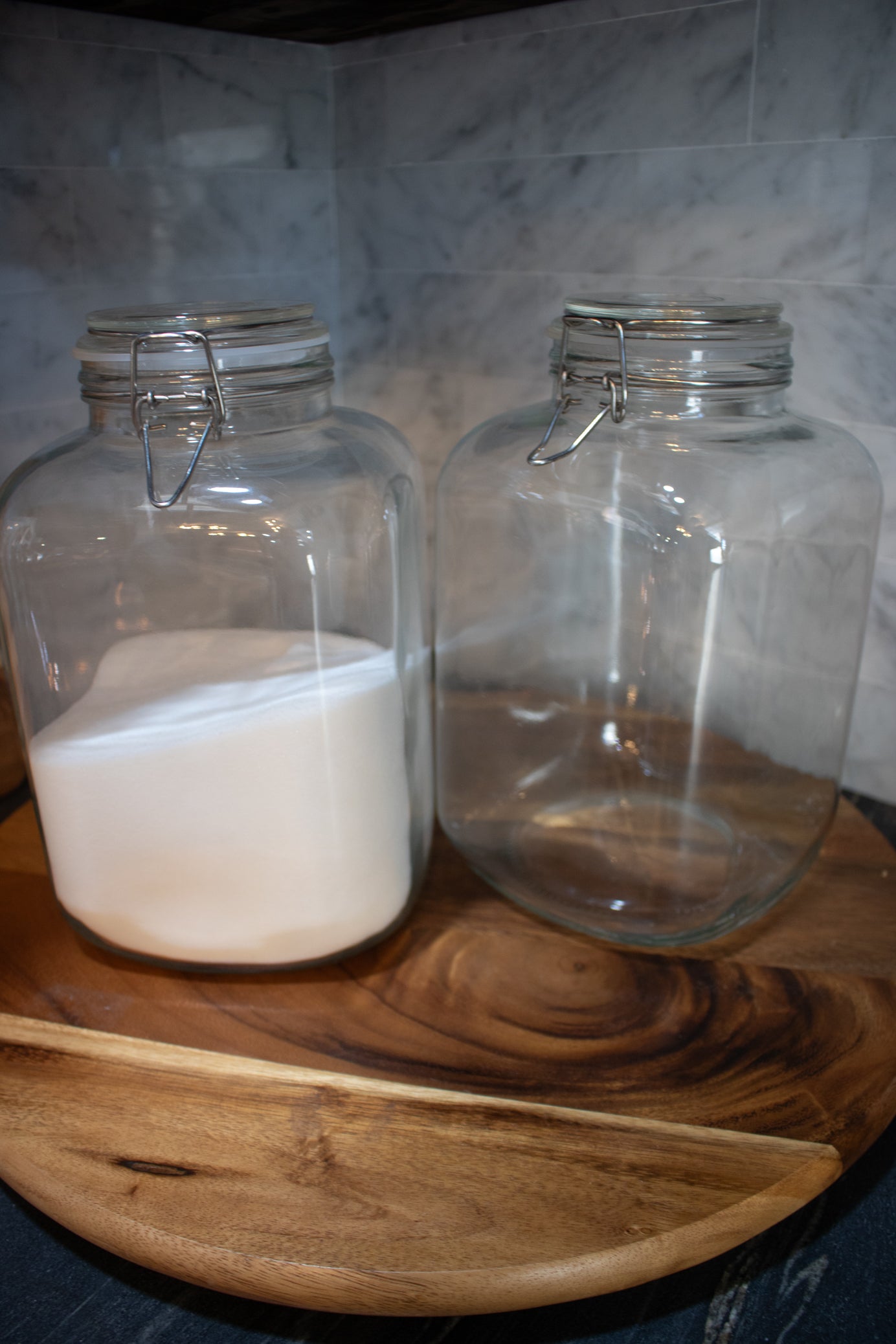 Large Wide Square Storage Jar with Clasp Closure