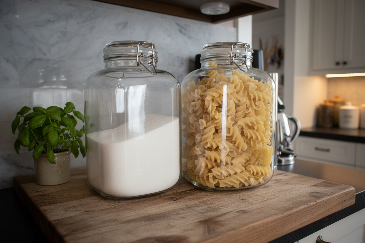 Large Wide Square Storage Jar with Clasp Closure