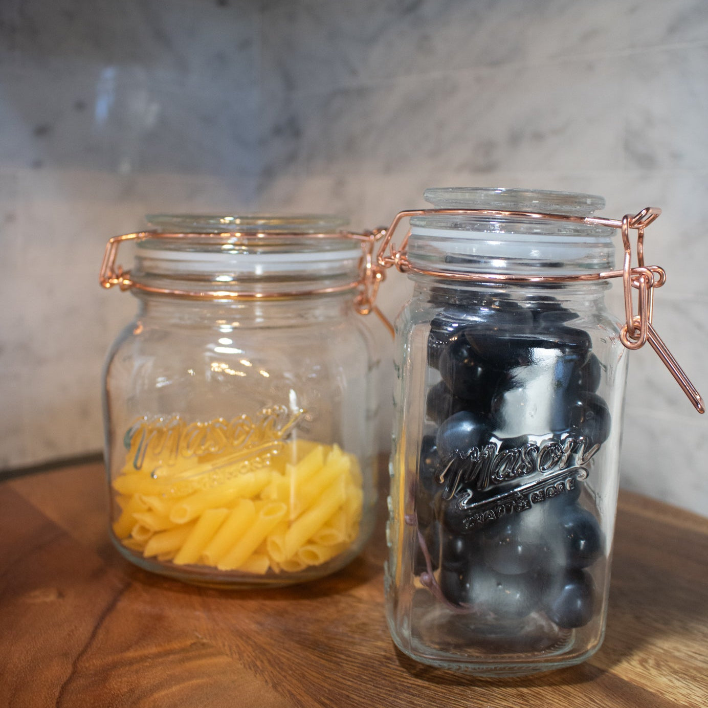 Mason Jar with Copper Clamp on Lid