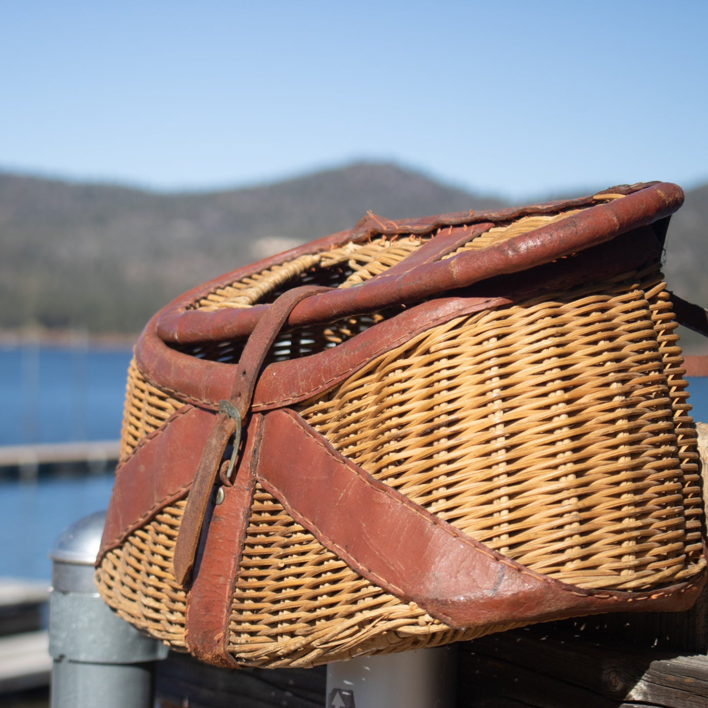 Vintage Fishing Creel Wicker Basket