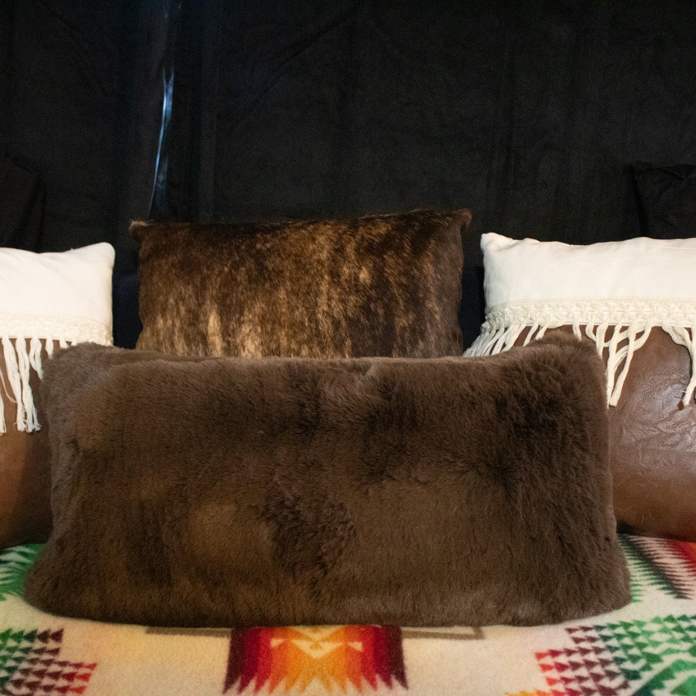 Cozy Brown Fluffy Pillow Soft & Plush 23” x 11”