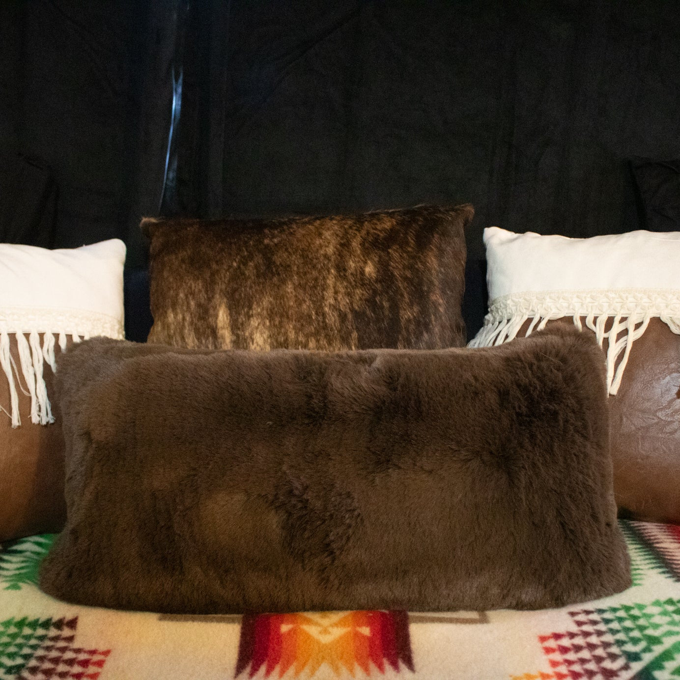 Cozy Brown Fluffy Pillow Soft & Plush 23” x 11”