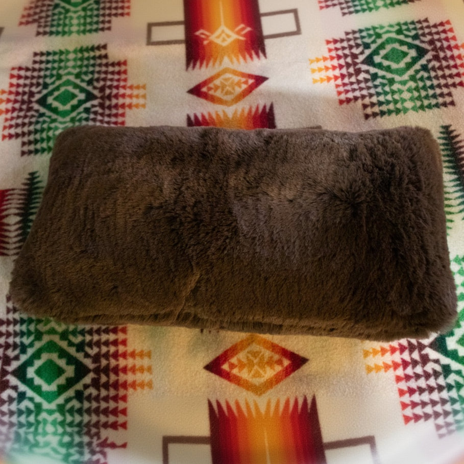 Cozy Brown Fluffy Pillow Soft & Plush 23” x 11”