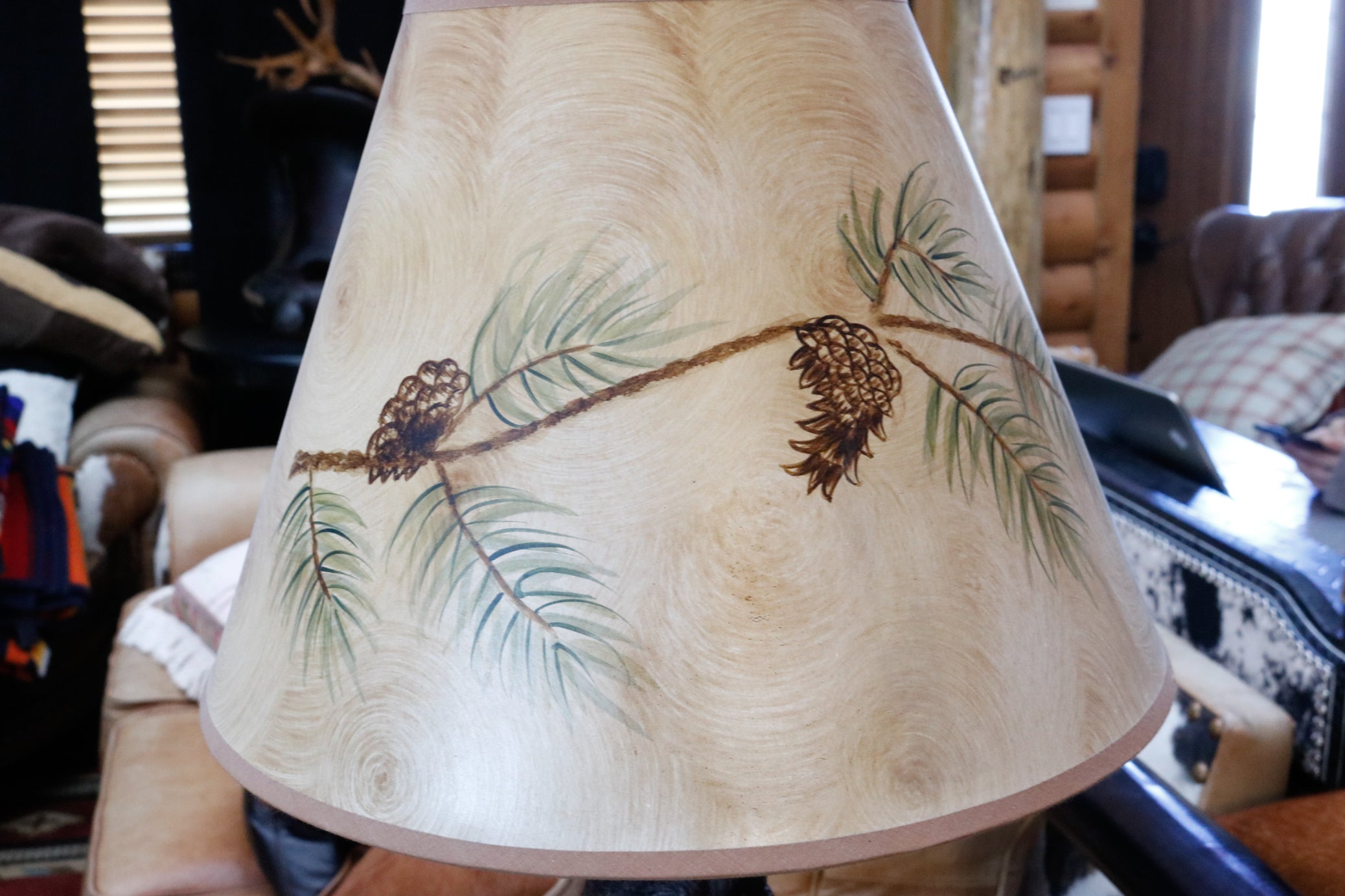 Decrotive Lamp Depicting a Black Bear Sitting with a Fish and Beautiful Lamp Shade