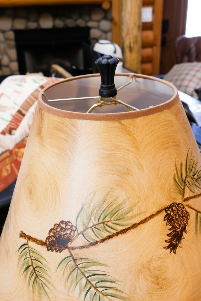 Decorative Black Bear Lamp with Fish and Nature Inspired Lampshade