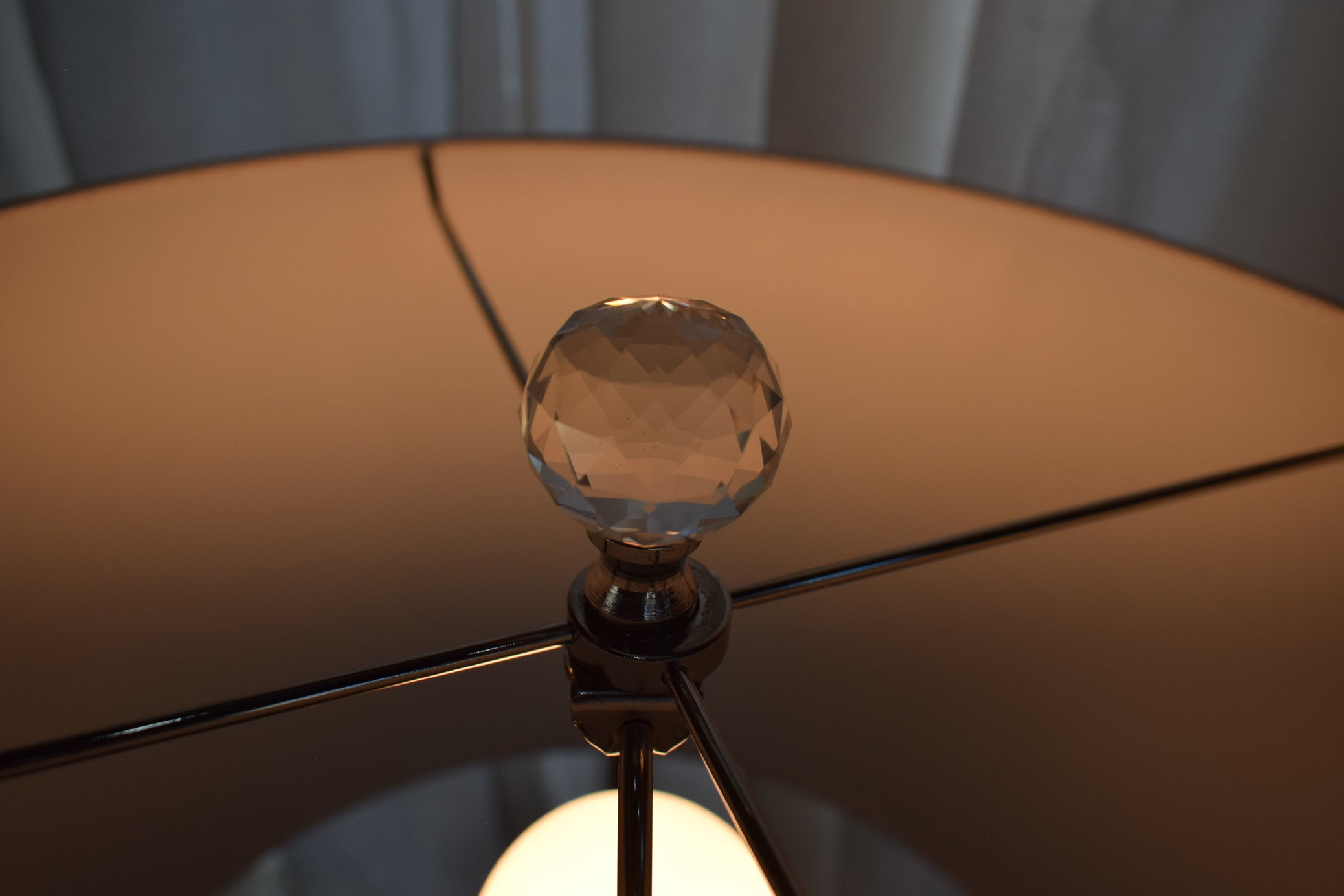 Genuine Crystal Ball Lamp with White Fabric Shade