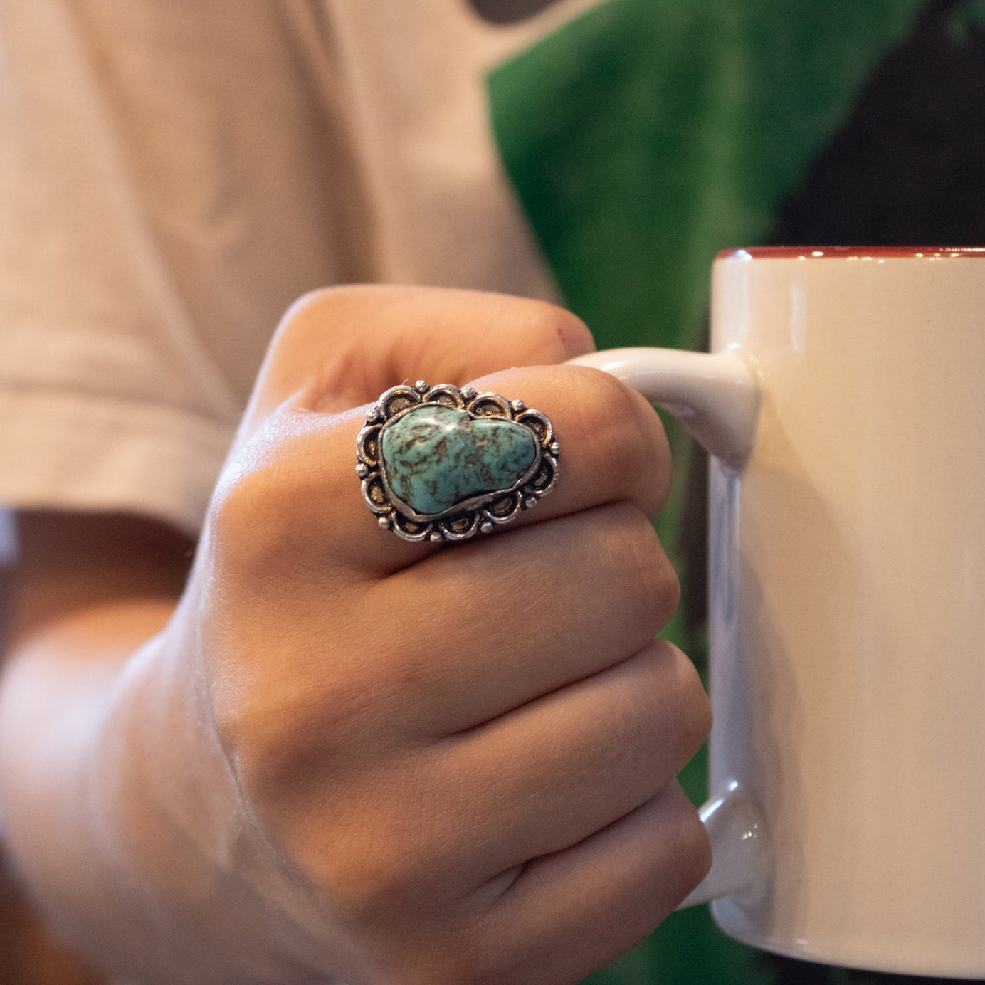 Faux Turquoise Gemstone Ring  Size 8.5