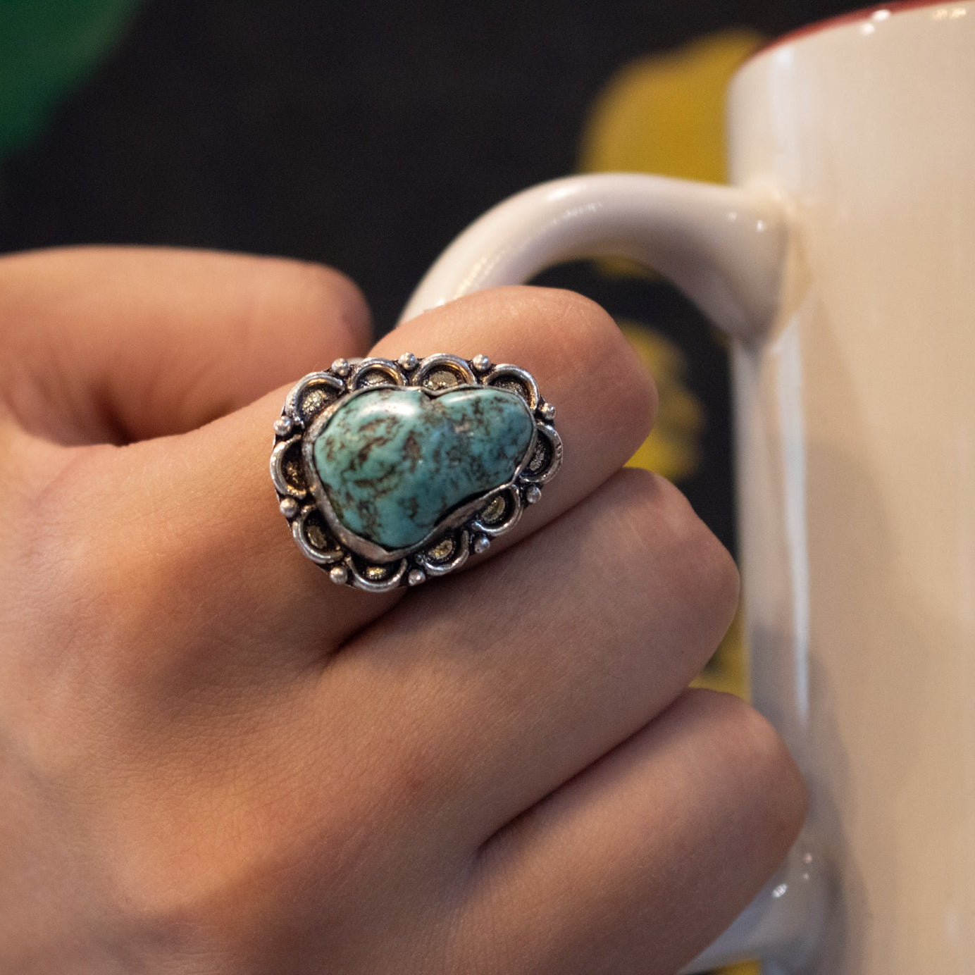 Faux Turquoise Gemstone Ring  Size 8.5