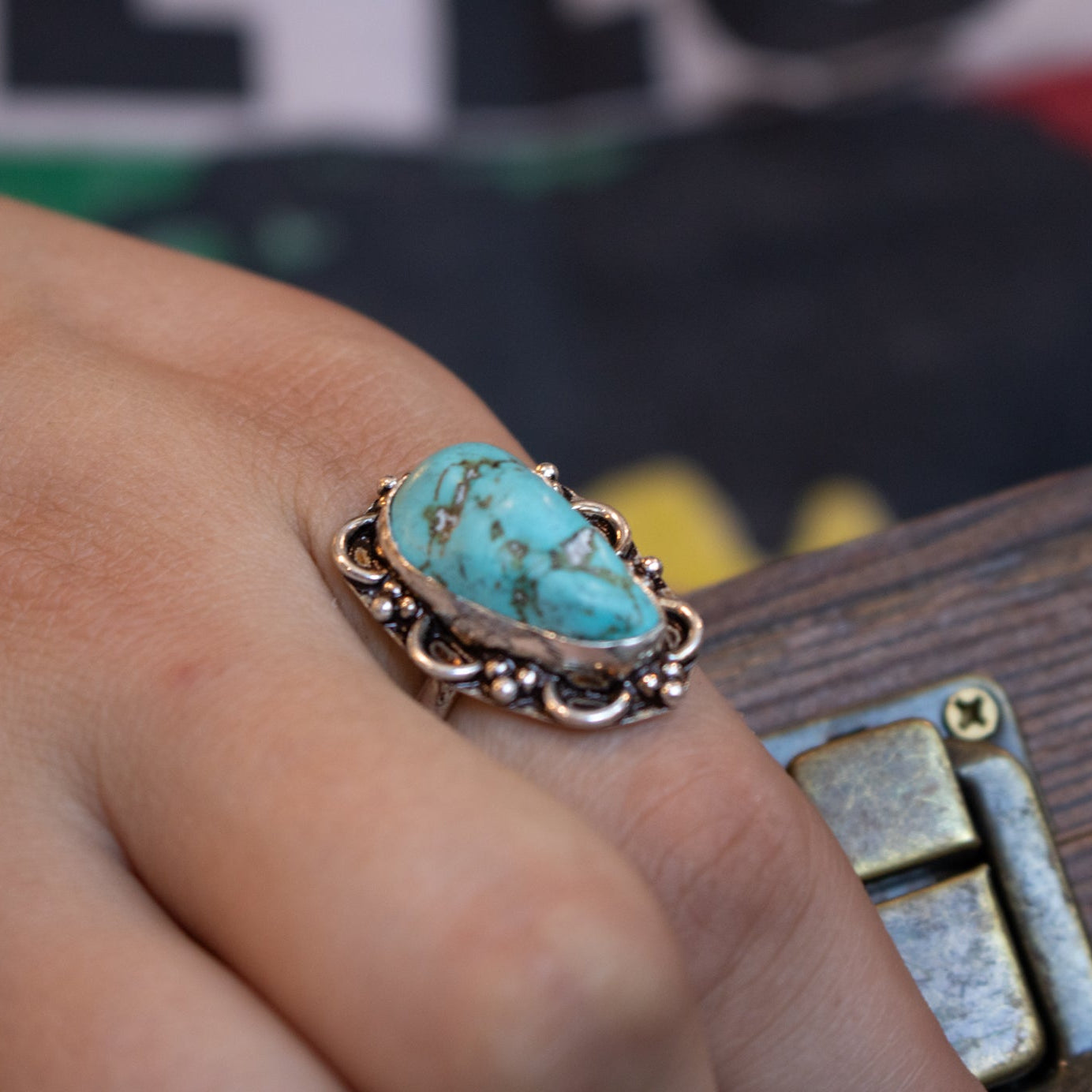 Faux Turquoise Gemstone Ring Size 8