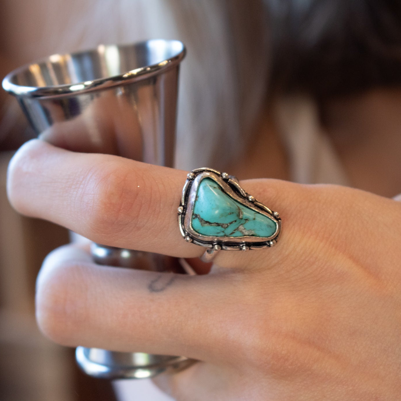 Faux Turquoise Gemstone Ring Size 6