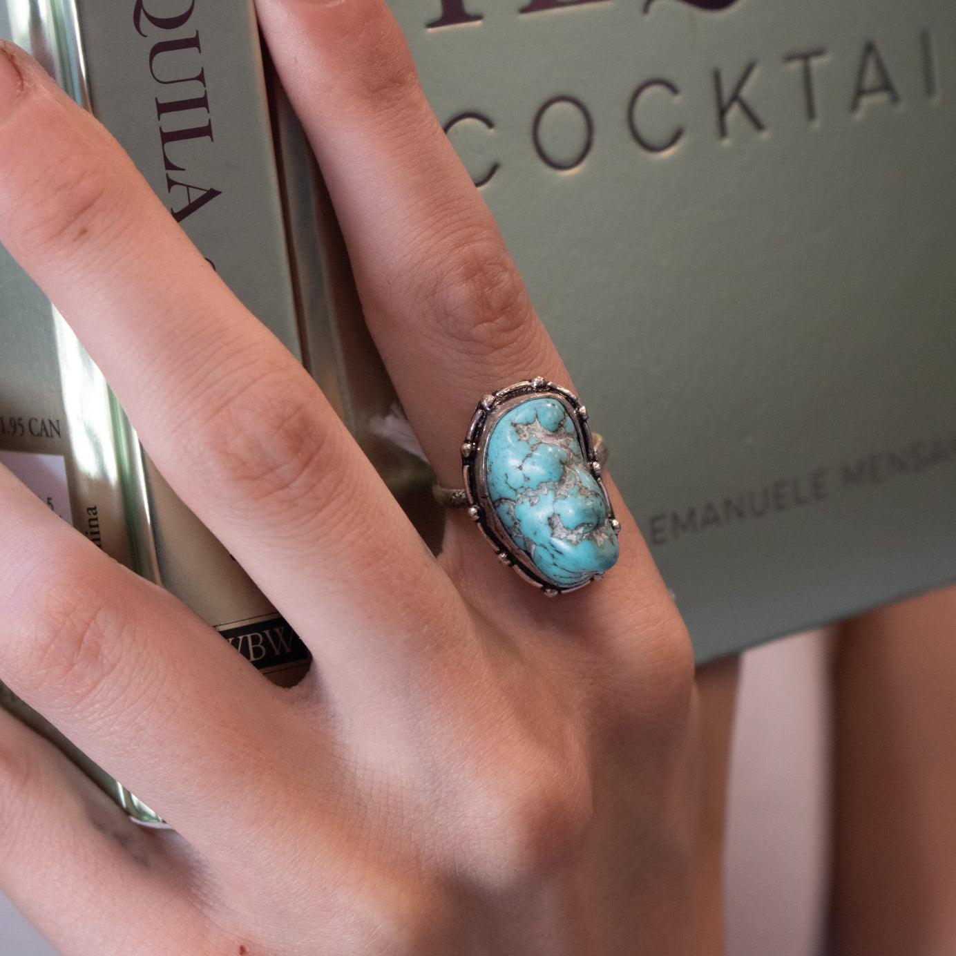 Faux Turquoise Gemstone Ring Size 7