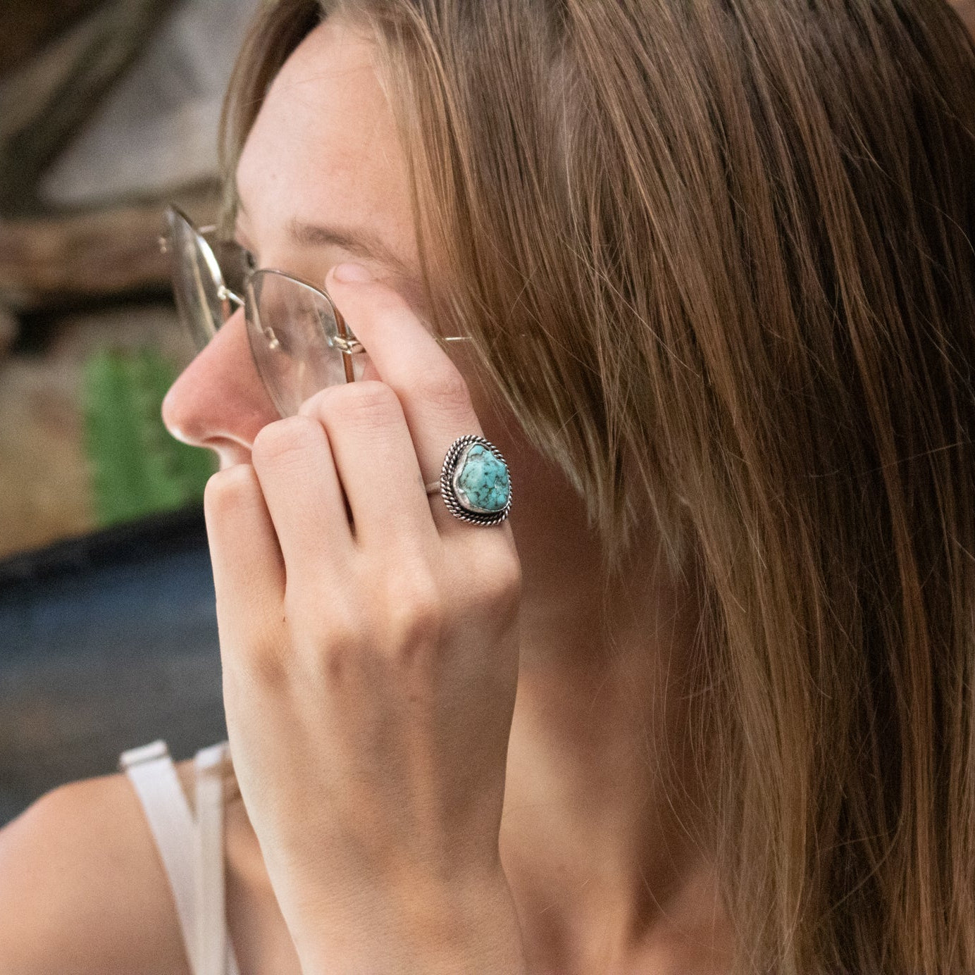 Faux Turquoise Gemstone Ring Size 6