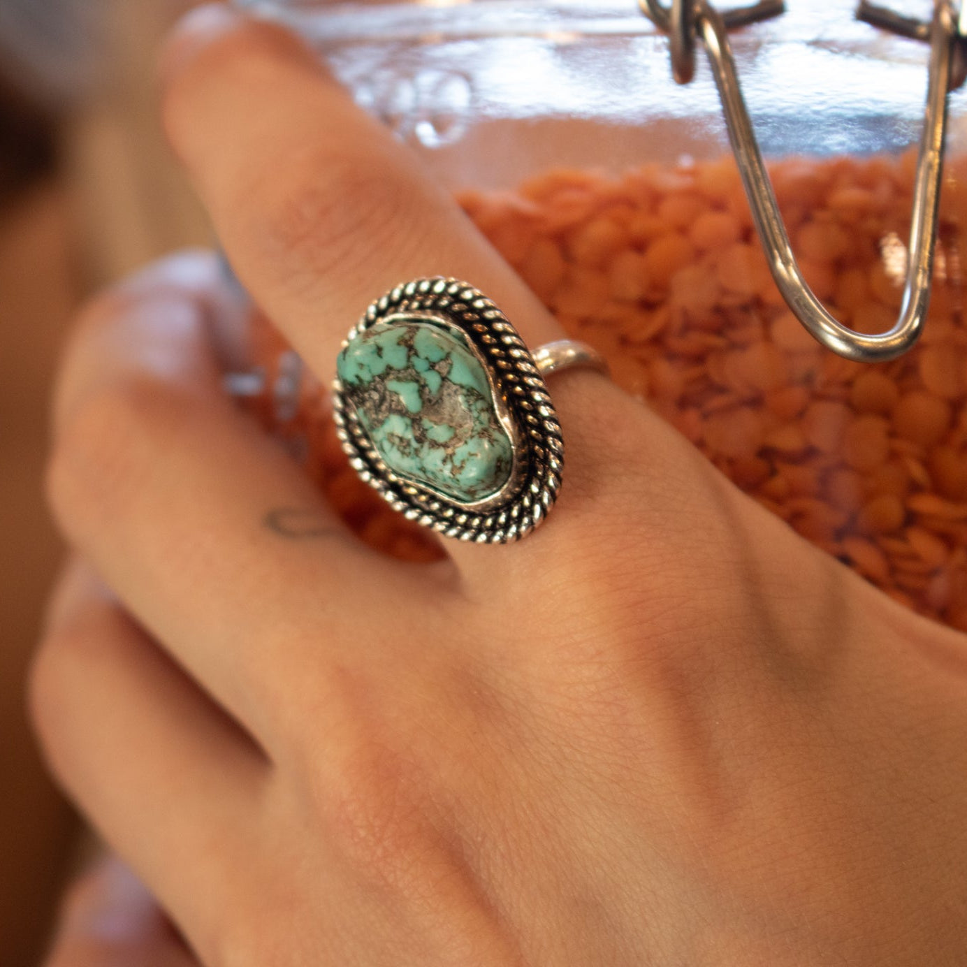 Faux Turquoise Gemstone Ring  Size 7