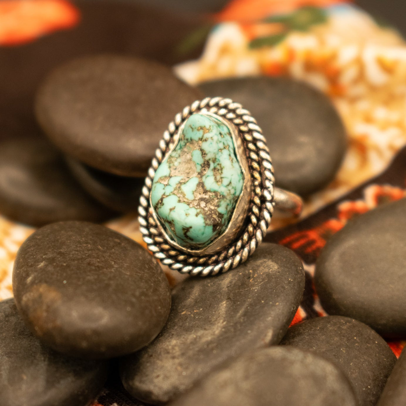 Faux Turquoise Gemstone Ring  Size 7