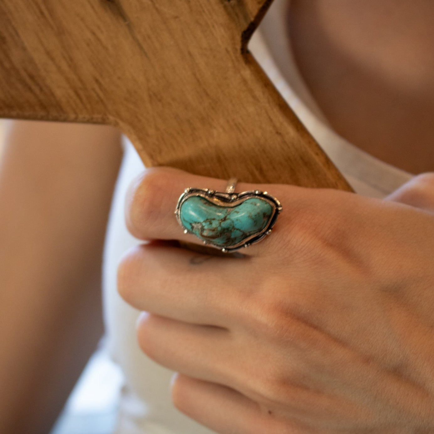 Faux Turquoise Gemstone Ring Size 7