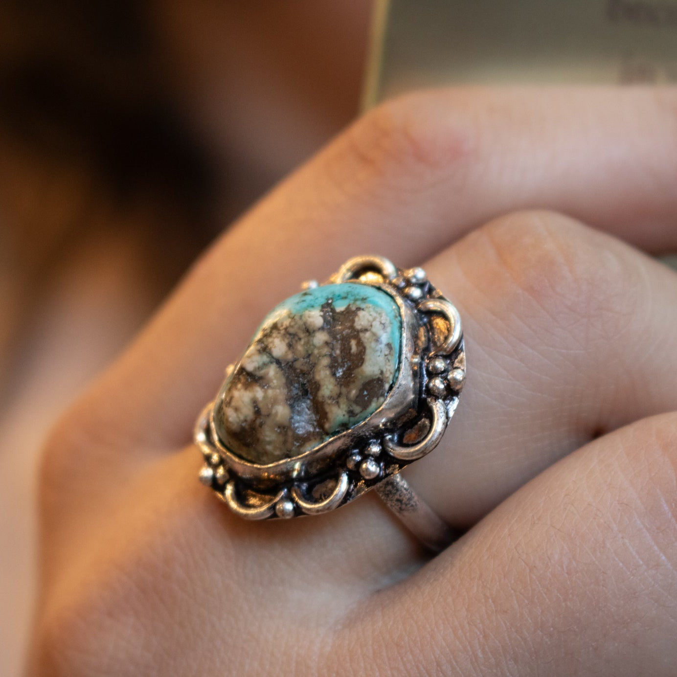 Faux Turquoise Gemstone Ring Size 8.5