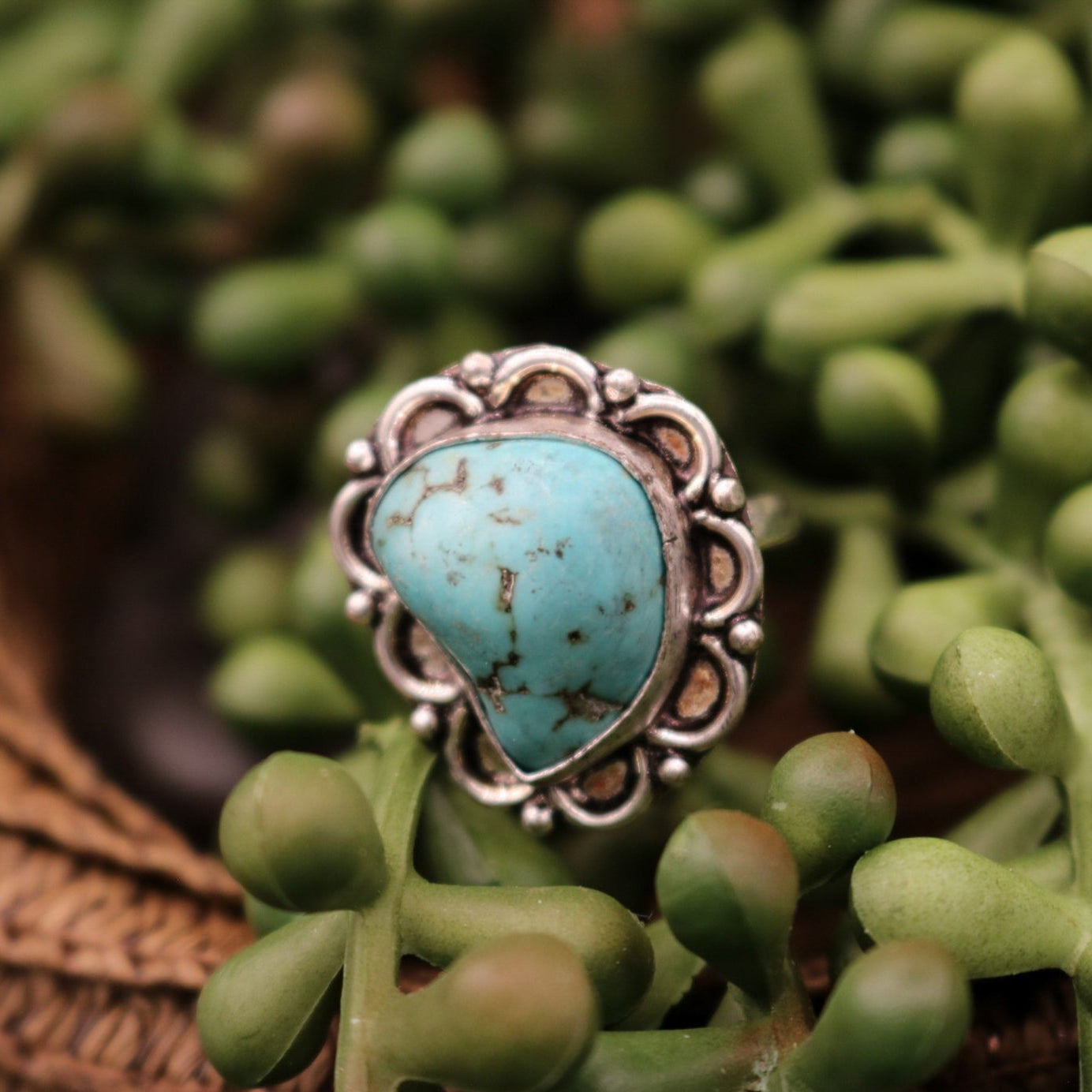 Faux Turquoise Gemstone Ring  Size 7