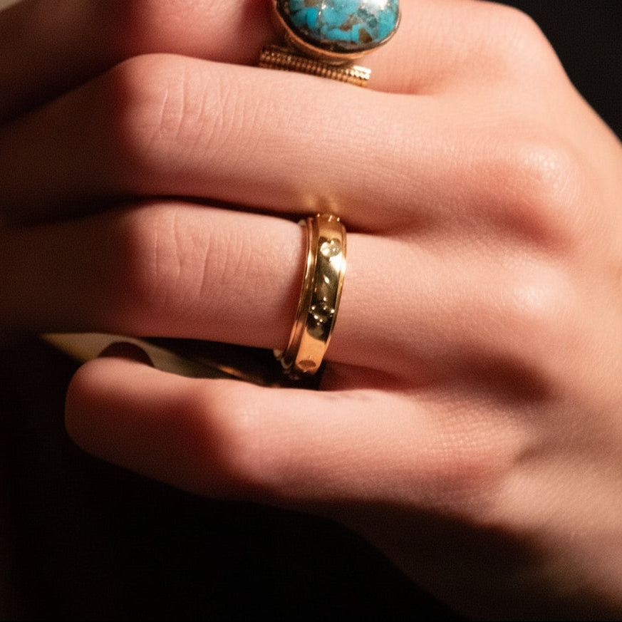 Pura Vida Mental Health Awareness Fidget Ring Gold