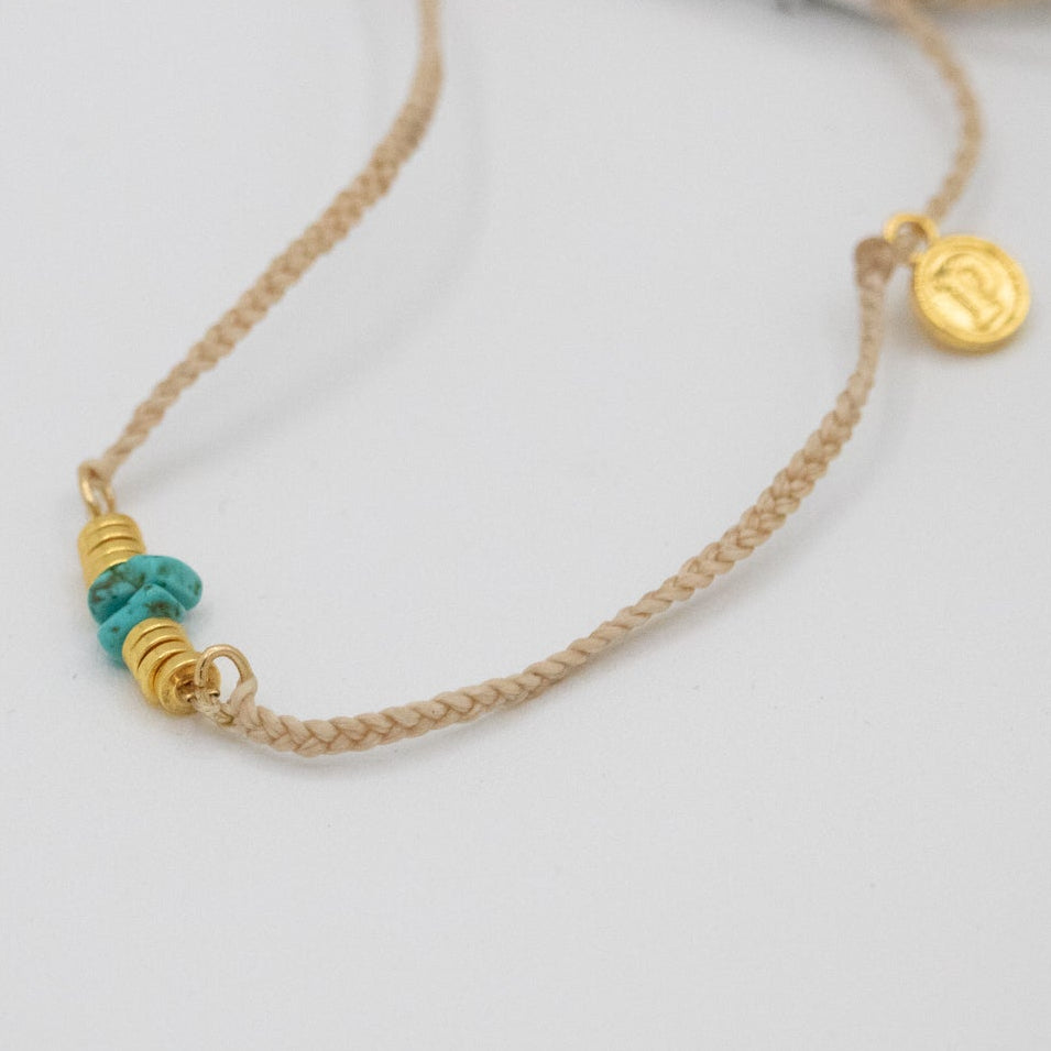 Pura Vida Turquoise Chip Bitty Braid Anklet