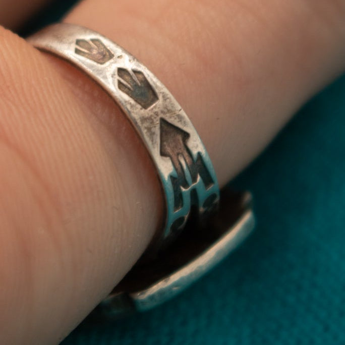 Vintage Navajo Sterling Silver Santa Rita Turquoise Gemstone Ring-Size 4