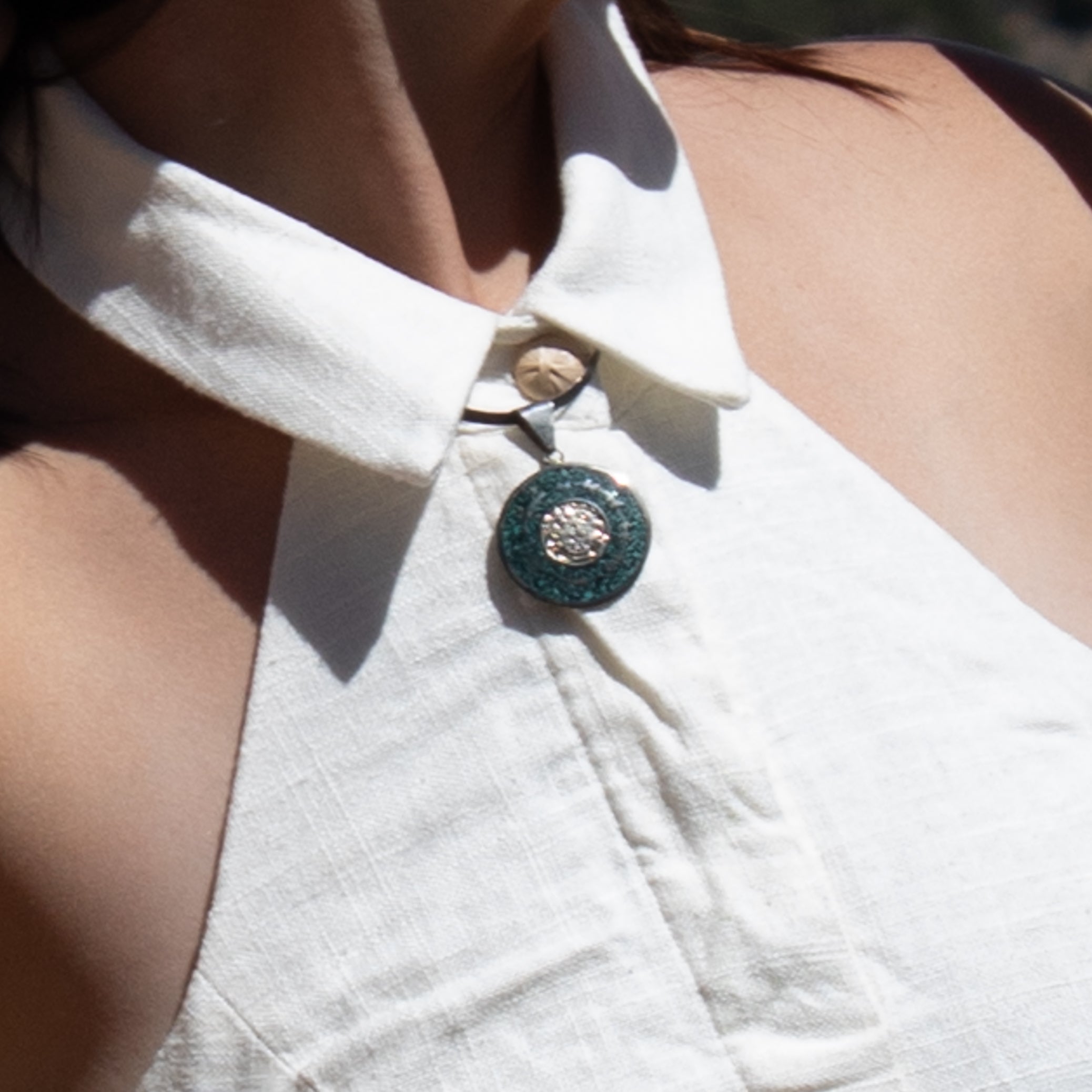 Vintage Mexican Aztec Calendar Pendant Necklace Sterling Silver Turquoise Inlay