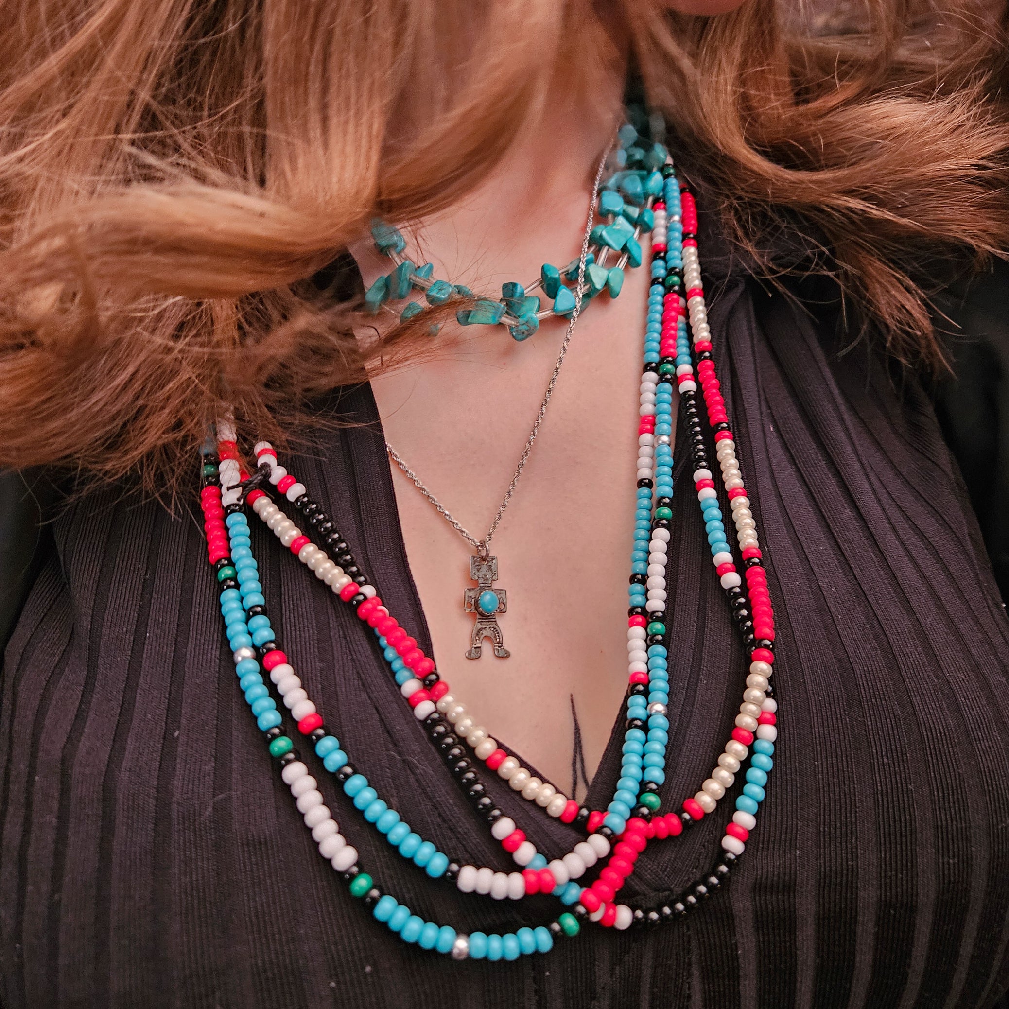 Vintage Navajo Dancer Turquoise Pendant Necklace Sterling Silver Harvey Era Style