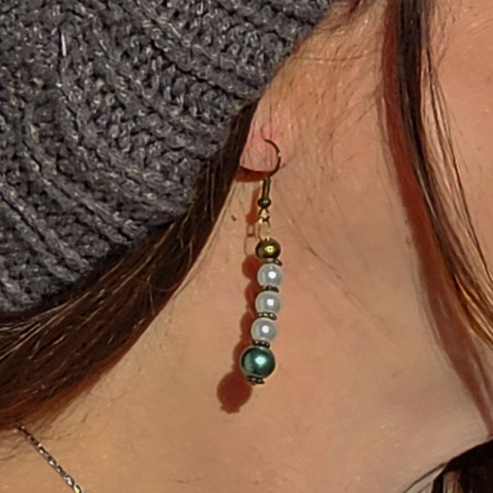 Pearl Drop Earrings Gold Tone Dangle Earrings Minimalist Elegant Jewelry