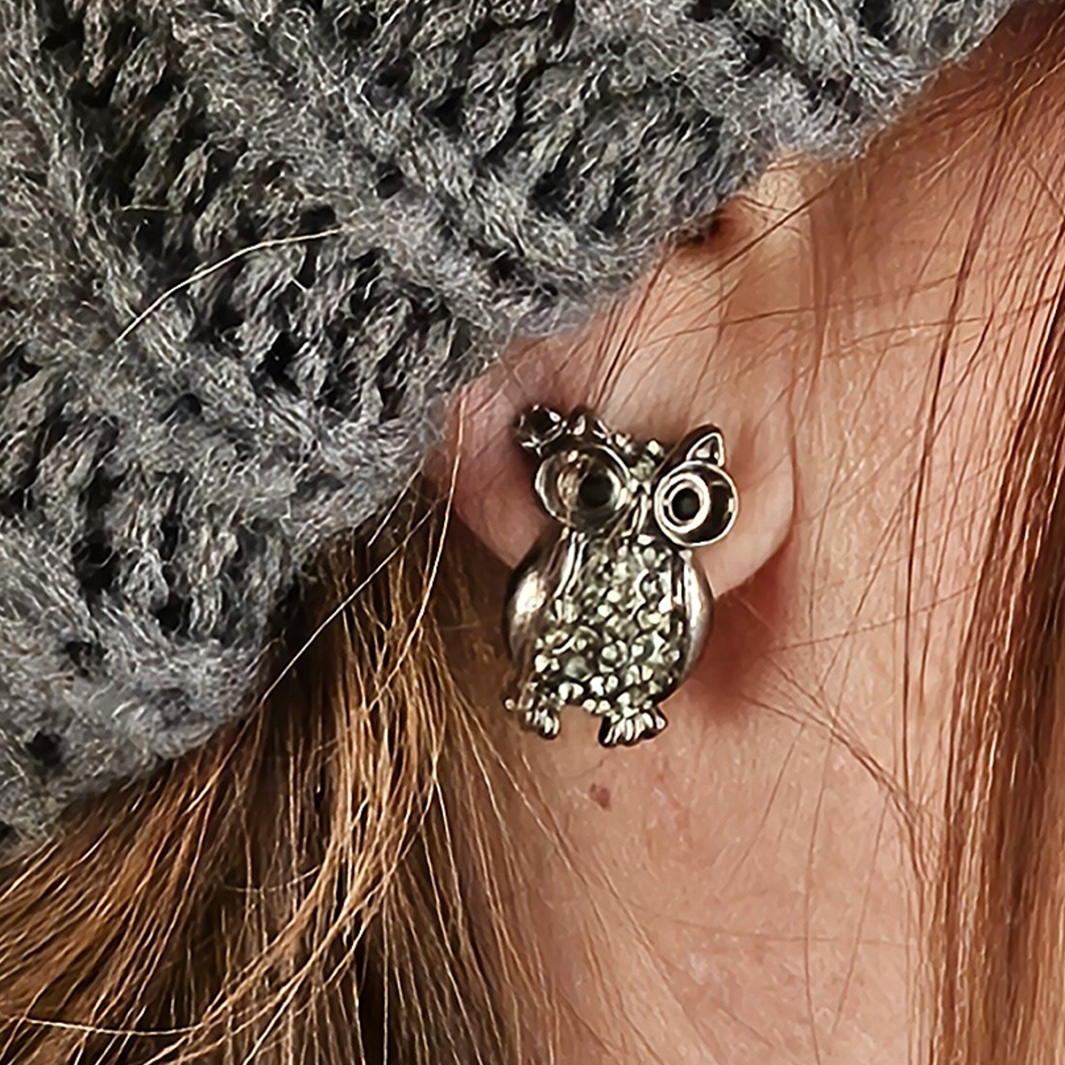 Owl Stud Earrings Silver Tone Cute Animal Earrings Minimalist Everyday Jewelry
