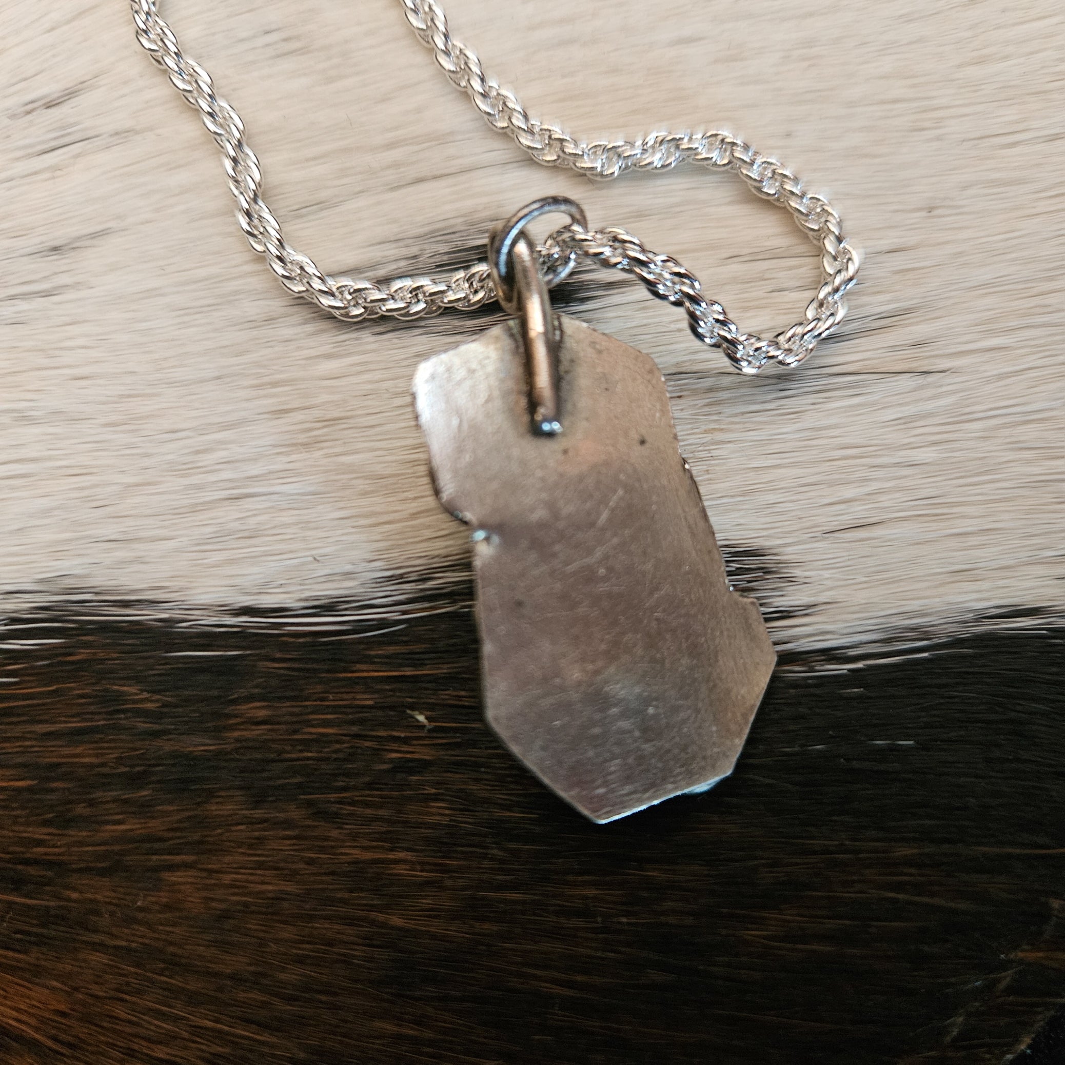 Vintage Navajo Turquoise Sterling Silver Pendant With Beautifully Deatiled Border
