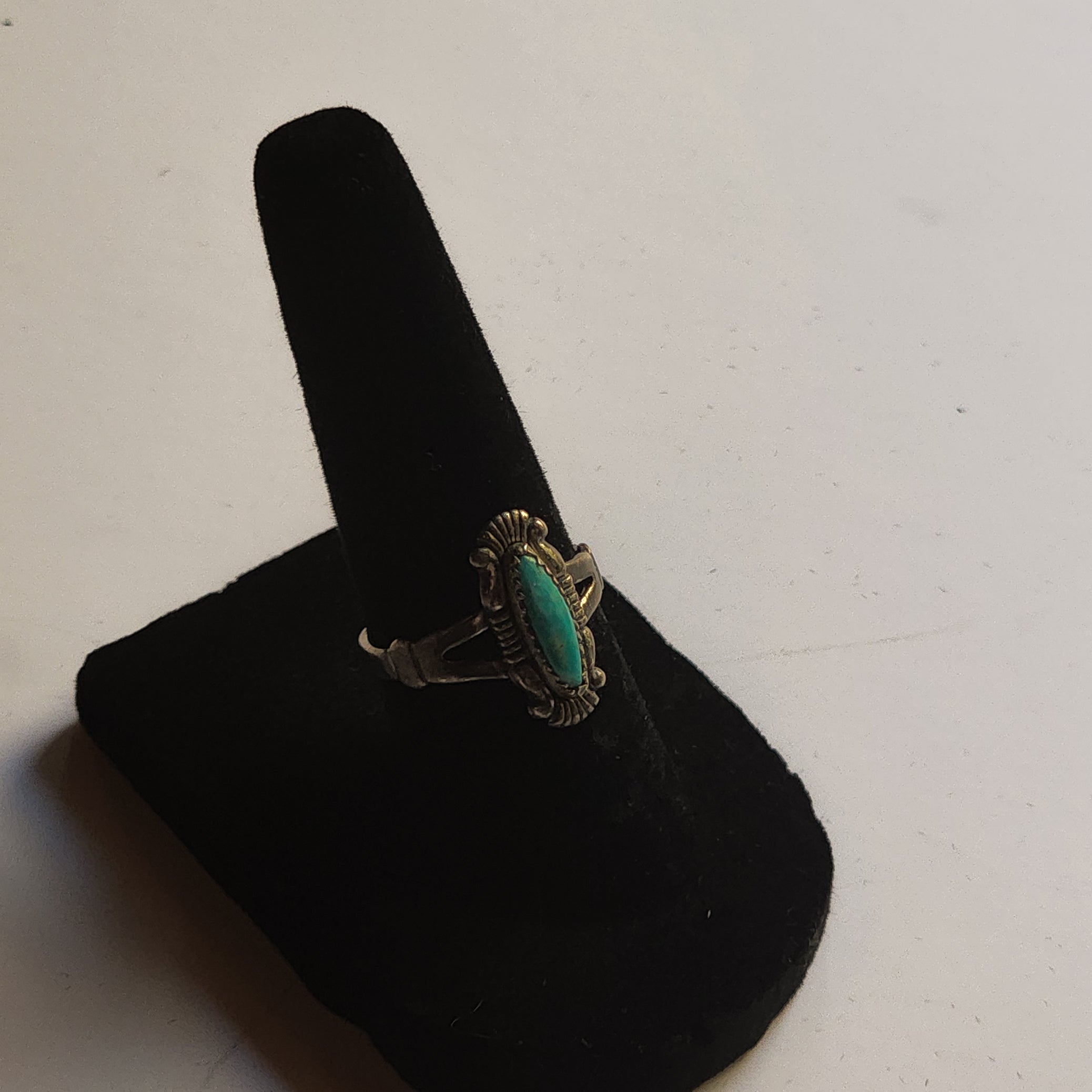 Fox Turquoise Sterling Silver Mid-Split Band Ring Size 6